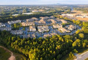 Aerial view of Alpharetta GA subdivision